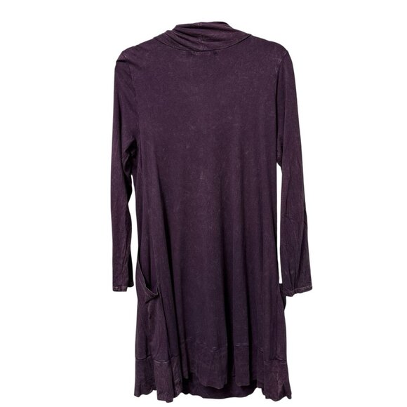 CHALET ET CECI DRESS COWL NECK LAGENLOOK BOHO HIPPIE SZ M PURPLE SLOUCHY POCKETS - Picture 2 of 7